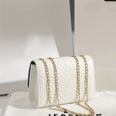 Sac à Main Femme Élégant – Blanc, Noir ou Rose – Chaîne Dorée & Finition Matelassée