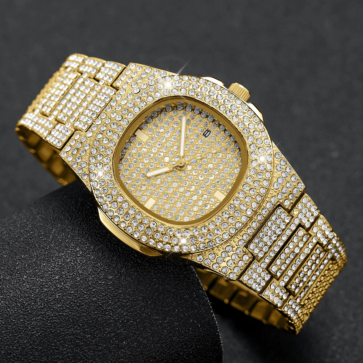 Montre de Luxe Diamand Brillante – Heure et Date – Argent, Or ou Rose